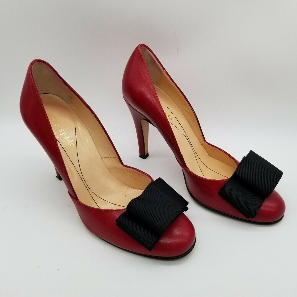 Kate Spade Womens Red Black Round Toe Slip On Pump Stiletto Heels Size 6.5 B
